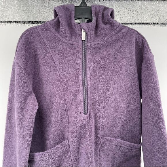 All In Motion Girl’s Purple Half Zip Hooded Pullover Fleece Sweatshirt Size 6/6X - Picture 3 of 12